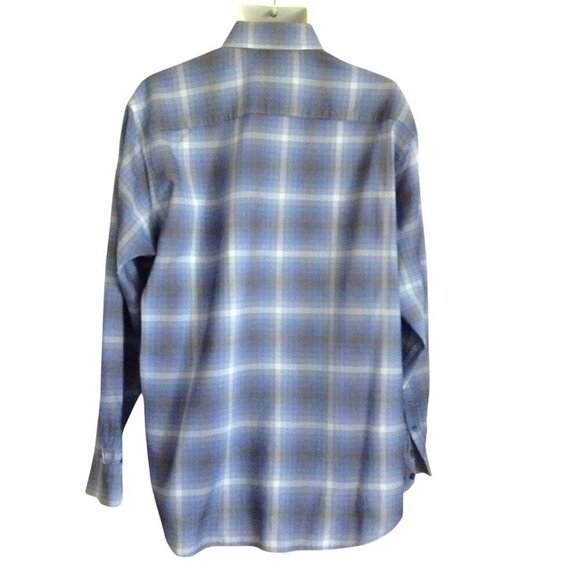 Tailorbyrd Blue Plaid Shirt Large - Picture 3 of 4
